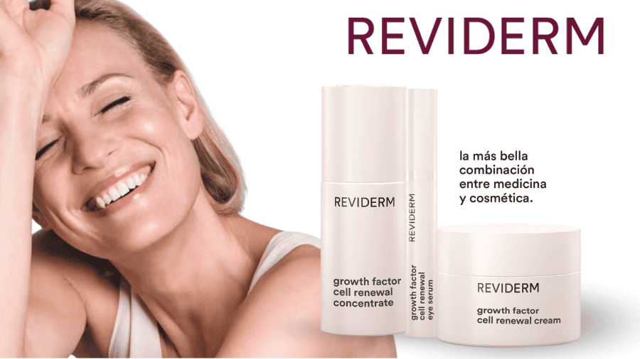 Reafirma y Tensa la piel con la revolucionaria línea de Factores de Crecimiento de Reviderm